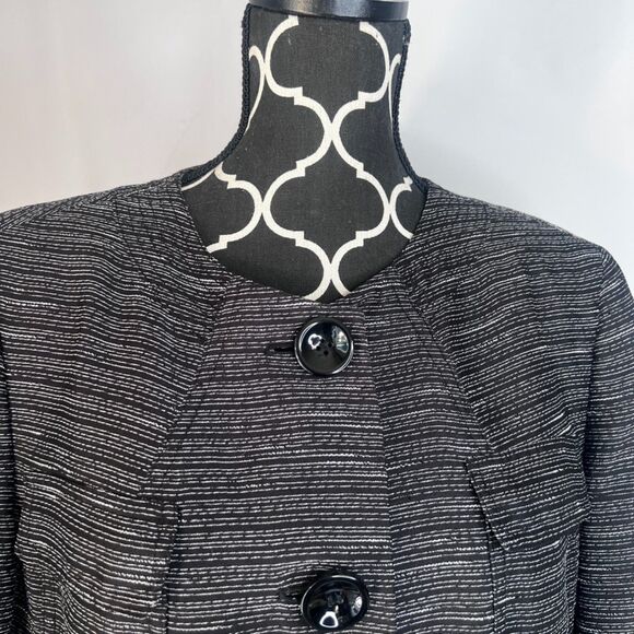Kasper Black White Striped Button Front Career Business Blazer Lined Size 16 - Picture 4 of 10